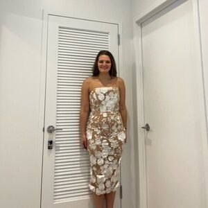 Bronx & Banco Jasmine Mid-length dress in White & Floral, Size M